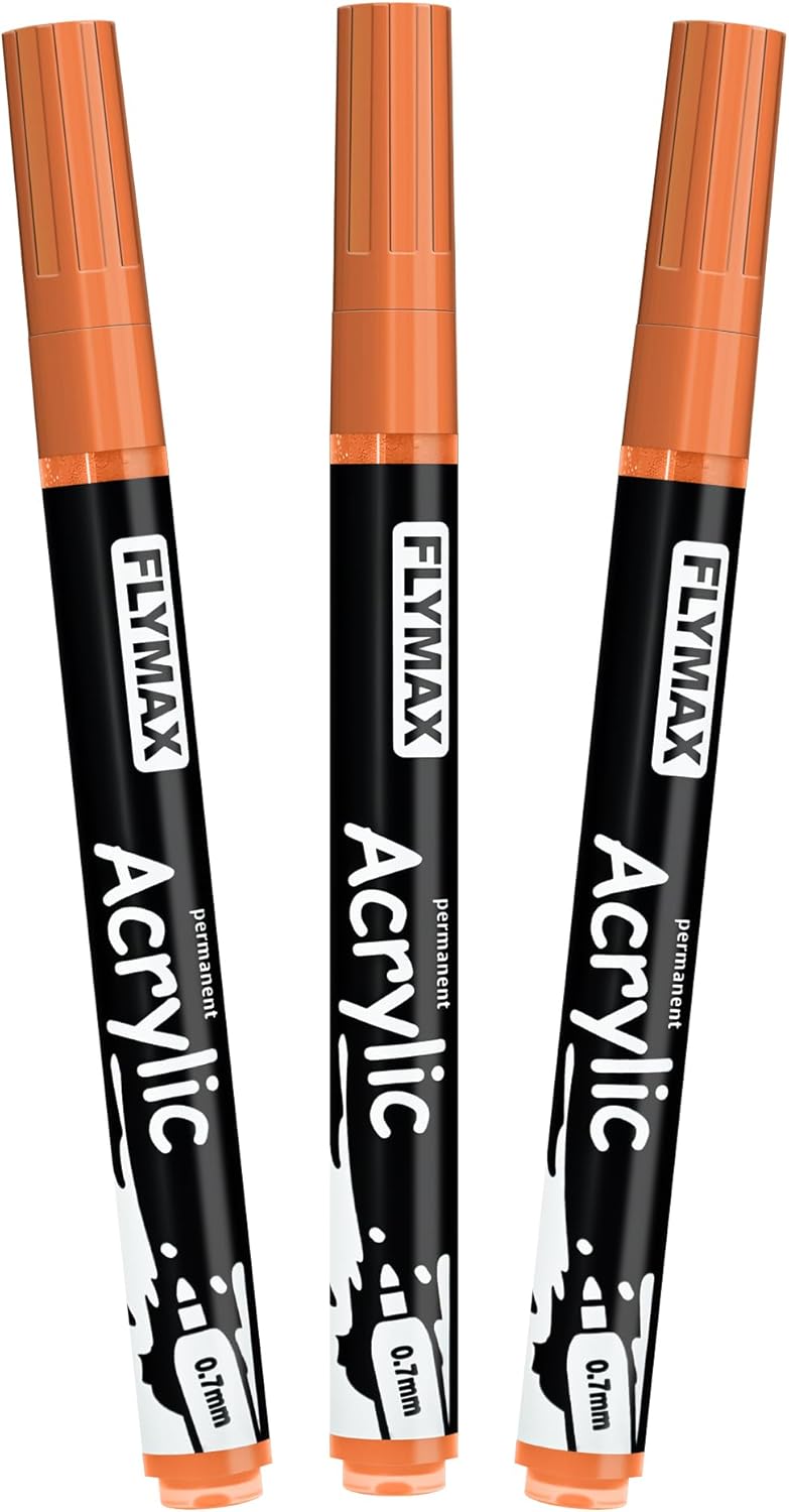 FLYMAX Gold Marker Paint Pens - Permanent Marker Pens Gold Acrylic Paint Water-Based 0.7mm Fine Tip Waterproof Quick-Drying (3 in 1Pack)