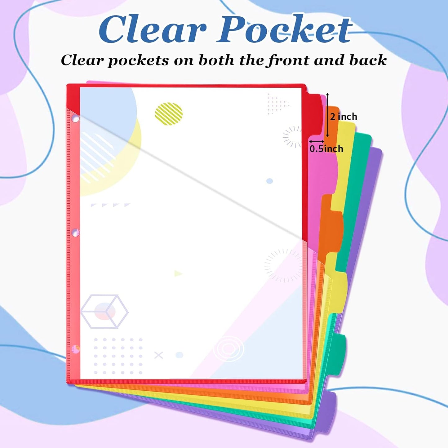 Epakh 12 Pcs Binder Dividers for 3 Rings Binders Index Dividers with Two Clear Pockets Plastics Sheets Protectors with Tab Labels for School Office Organization (Morandi)
