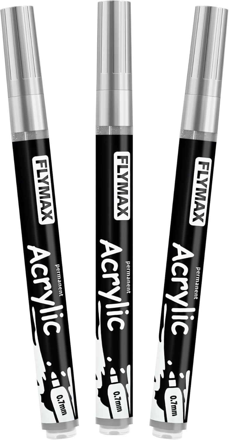 FLYMAX Gold Marker Paint Pens - Permanent Marker Pens Gold Acrylic Paint Water-Based 0.7mm Fine Tip Waterproof Quick-Drying (3 in 1Pack)