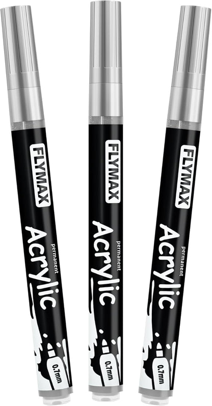 FLYMAX Gold Marker Paint Pens - Permanent Marker Pens Gold Acrylic Paint Water-Based 0.7mm Fine Tip Waterproof Quick-Drying (3 in 1Pack)