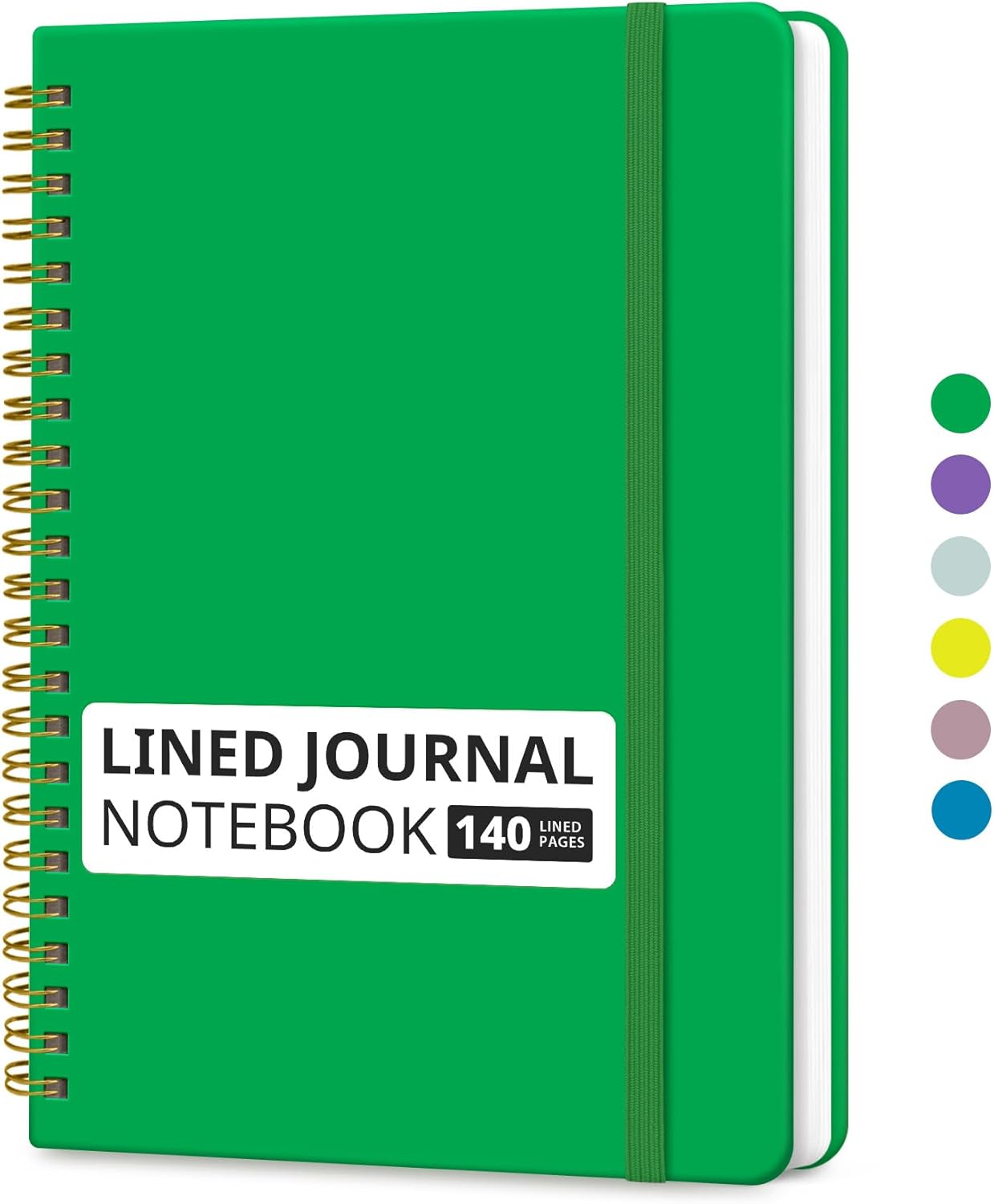 Taja Lined Spiral Journal Notebook for Women & Men, 140 Pages, College Ruled Hardcover Notebook for Work & Note Taking, Journals for Writing, A5(5.7" x 7.9") - Green