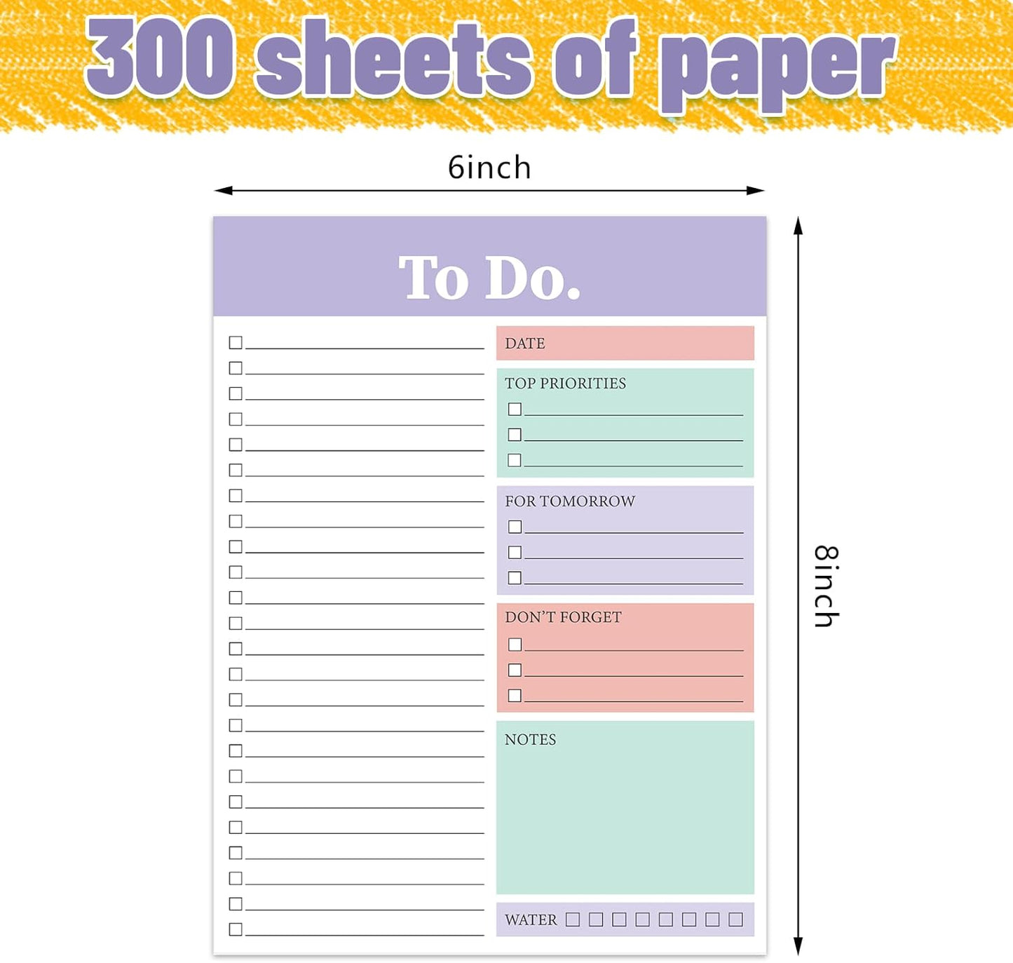 Spakon 300 Sheets Daily to Do List Notepad Notebook Library Card to Do Planner Checklist Memo Writing Pad Schedule Reminder Office Homework Planner for Task, 6" x 8(Retro,Beige)