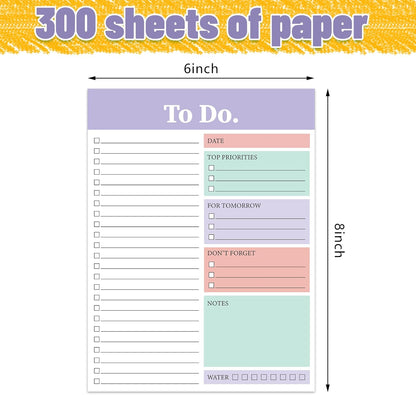 Spakon 300 Sheets Daily to Do List Notepad Notebook Library Card to Do Planner Checklist Memo Writing Pad Schedule Reminder Office Homework Planner for Task, 6" x 8(Retro,Beige)