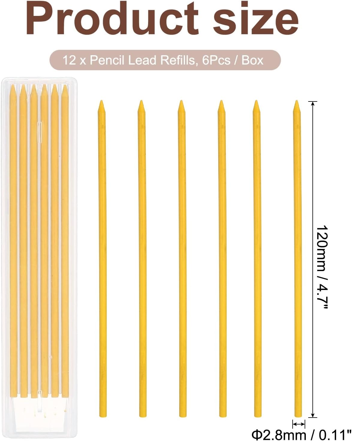 PATIKIL 12Pcs 2.8mm Carpenter Pencil Lead Refills, Solid Dry Pencil Refills Break Resistant Lead Refill for Mechanical Carpenter Construction Pencils Art Drafting, Multicolor