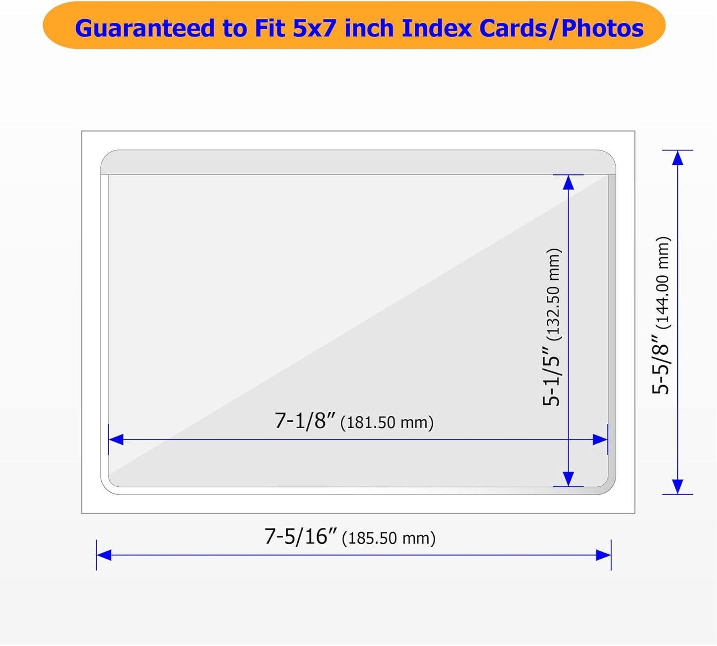 Clear Adhesive 3" x 5" Index Card Pockets With Top Open Loading, 50 Pack, Plastic Labels Holders for Storage Bins and Library, Ideal for Organizing and Protecting Your Cards