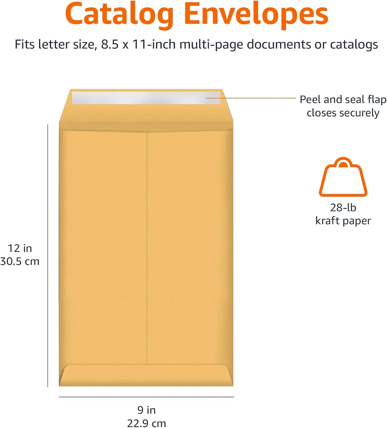 Amazon Basics Catalog Mailing Envelopes, Peel and Seal, 10 x 13 Inch, White, 100-Pack