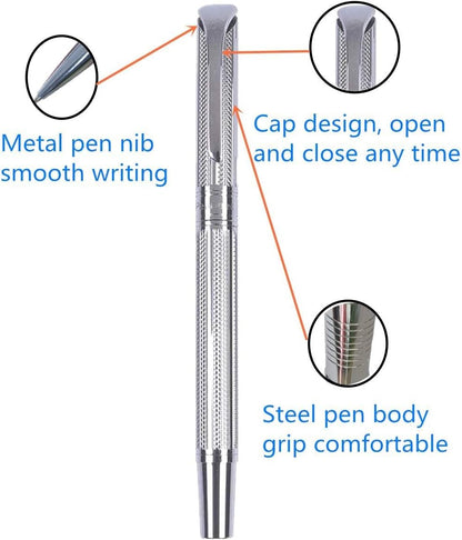 Penneed Rollerball Pen Liquid Ink Pens for Women Luxury Box Gel Pen Black Ink Fancy Pen Refillable for Executive, Office, Professional, Birthday Gift G5 (Rose Gold)