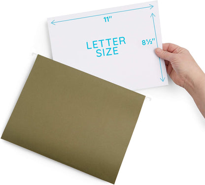 Blue Summit Supplies 25 Pack Extra Capacity Hanging File Folders Letter Size, Expandable Hanging File Folders, Heavy Duty 2 Inch Expansion, Designed for Wide, Bulky Files and Charts