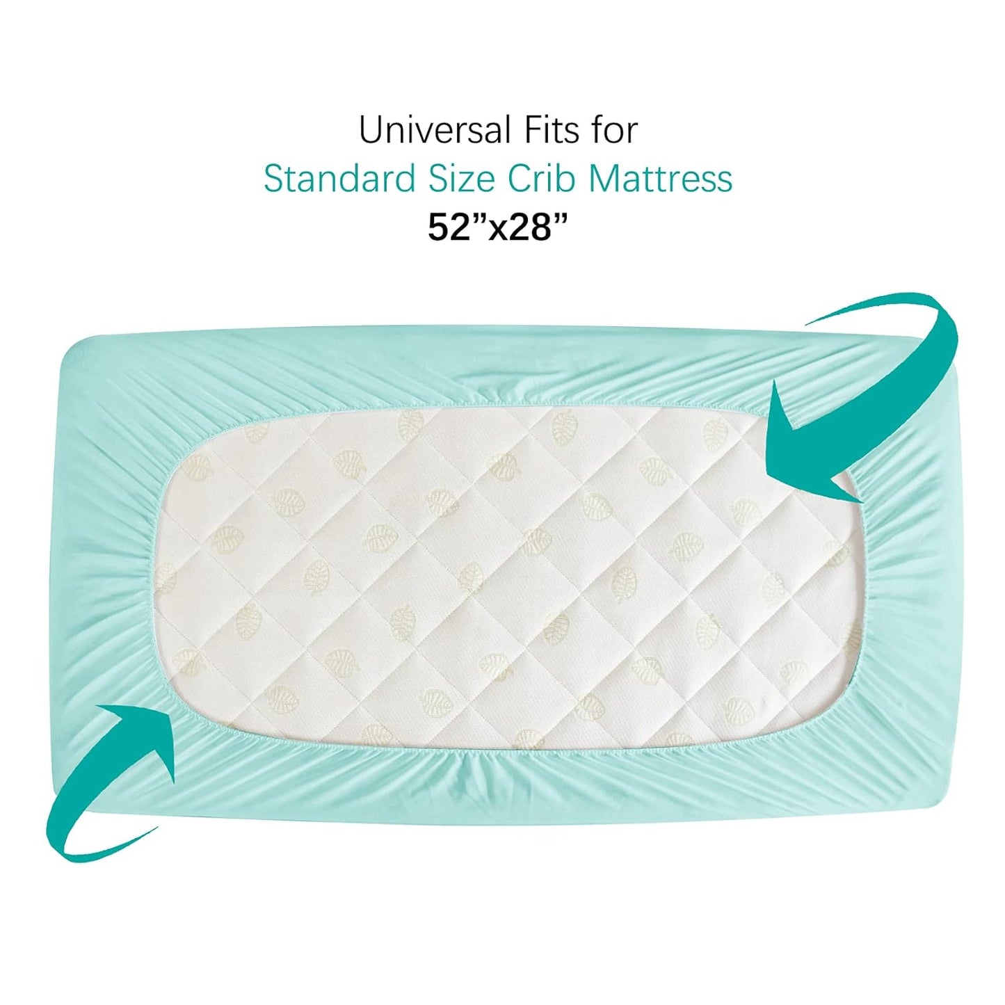 Crib Mattress Protector Sheets Waterproof 2 Pack, Quilted Crib Mattress Pad Cover Fitted Fits for Toddler Bed Mattress, White, 52” x 28”