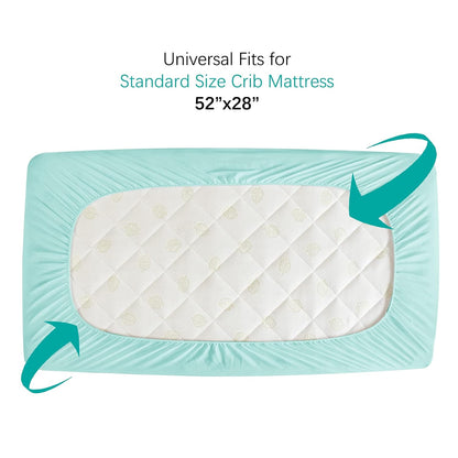 Crib Mattress Protector Sheets Waterproof 2 Pack, Quilted Crib Mattress Pad Cover Fitted Fits for Toddler Bed Mattress, White, 52” x 28”
