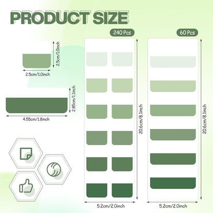 Janlaugh 300 Pcs Sticky Index Book Tabs Bible Tabs Gradient Repositionable Page Tab Labels for Notebooks File Classification(Sage Green)