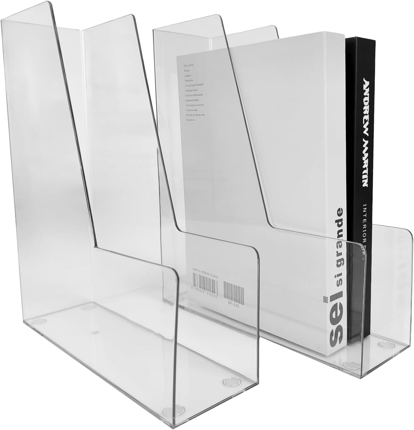 Vertical File Holder, 4 pack Clear Plastic Document Organizer and Clear Magazine Organizer, Multi-purpose Document Organizer for Home Office