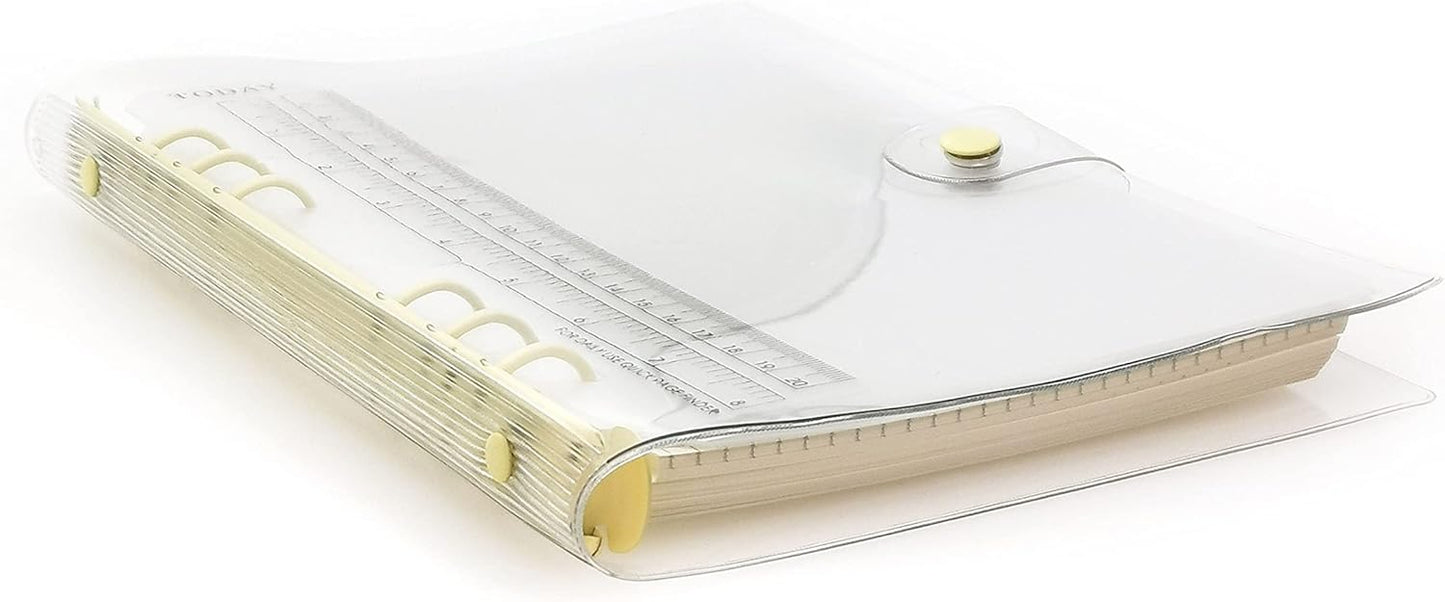 A6 A5 6-Holes Colorful PVC Cover Round Ring View Binder with Snap Button Closure File Folder for Loose Leaf Sheet Protectors Notebook Refill (Pink Daisy, A5 Mini Set) - Colors B