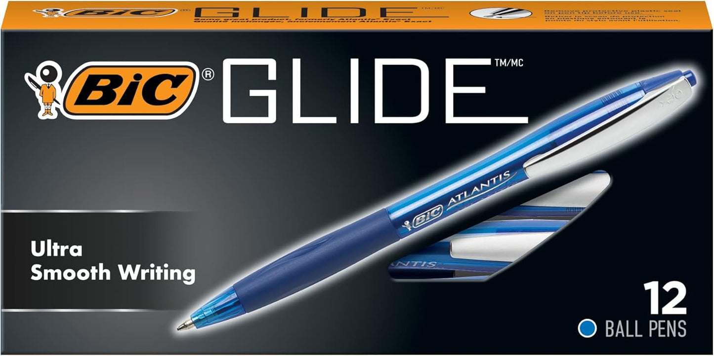 BIC Glide Black Retractable Ballpoint Pens, Medium Point (1.0mm), 12-Count Pack, Ultra Smooth Writing Black Pens