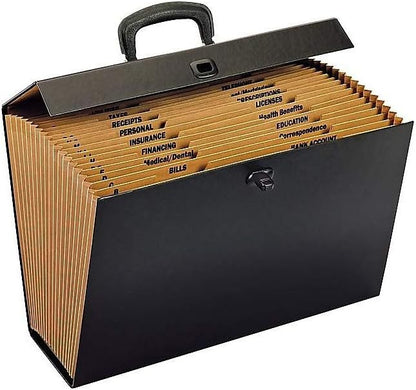 Staples Expanding File with A‑Z Index, Legal Size, 19‑Pocket Accordion Organizer, Durable Black Construction
