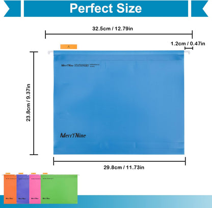 Merrynine Hanging File Folders Letter Size 15pcs, Polypropylene Filing Cabinet Folders Organizer with 1/5-Cut Tabs and Inserts, File Organizers for Office School Home Hospital, Black