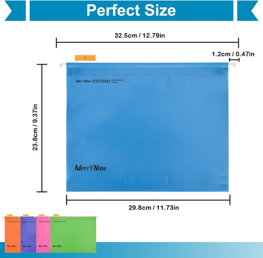 Merrynine Hanging File Folders Letter Size 15pcs, Polypropylene Filing Cabinet Folders Organizer with 1/5-Cut Tabs and Inserts, File Organizers for Office School Home Hospital, Black