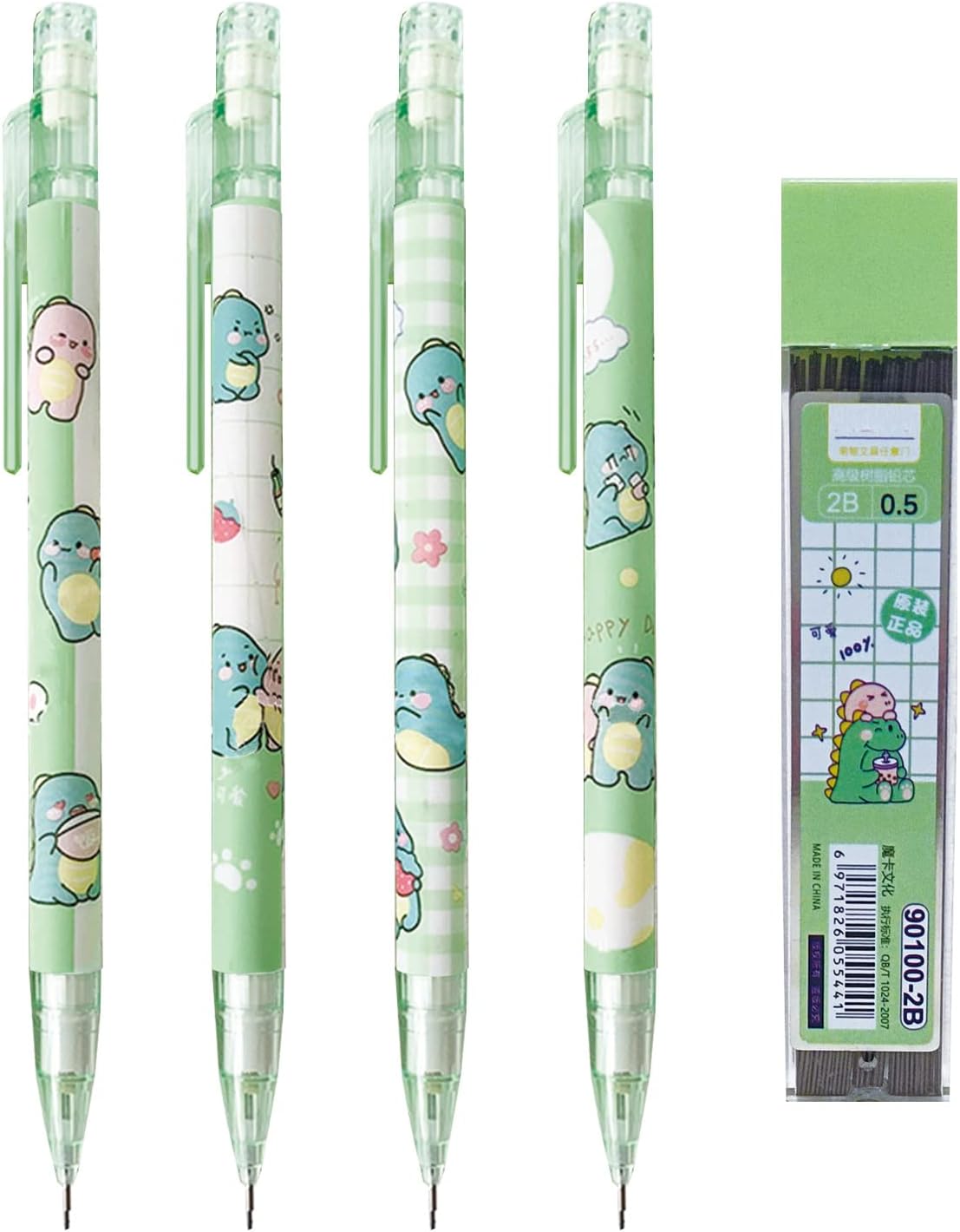 MOZXIRZ 4 Pcs Cute Mechanical Pencils with Top Eraser 0.5mm Cartoon Space Mechanical Pencil School Pencil for Women (6pcs Space)
