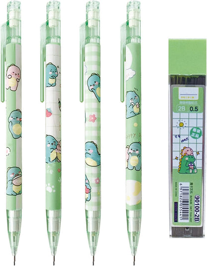 MOZXIRZ 4 Pcs Cute Mechanical Pencils with Top Eraser 0.5mm Cartoon Space Mechanical Pencil School Pencil for Women (6pcs Space)