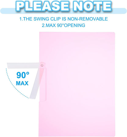 PATIKIL Report Covers, 10 Pcs Plastic Clear Report Folder Cover with Swing Clip A4 Size Professional Presentation Folders for File Resume Document Organizer, Pink