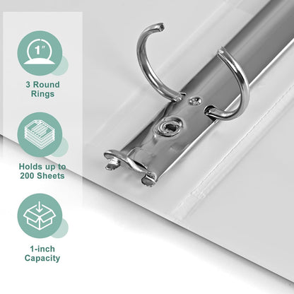 SUIN1-Inch 3-Ring-Binder, Customizable Clear View Cover, for US Letter Size 8-1/2 x 11'', Perfect for Office/School (Black - 12 Packs)