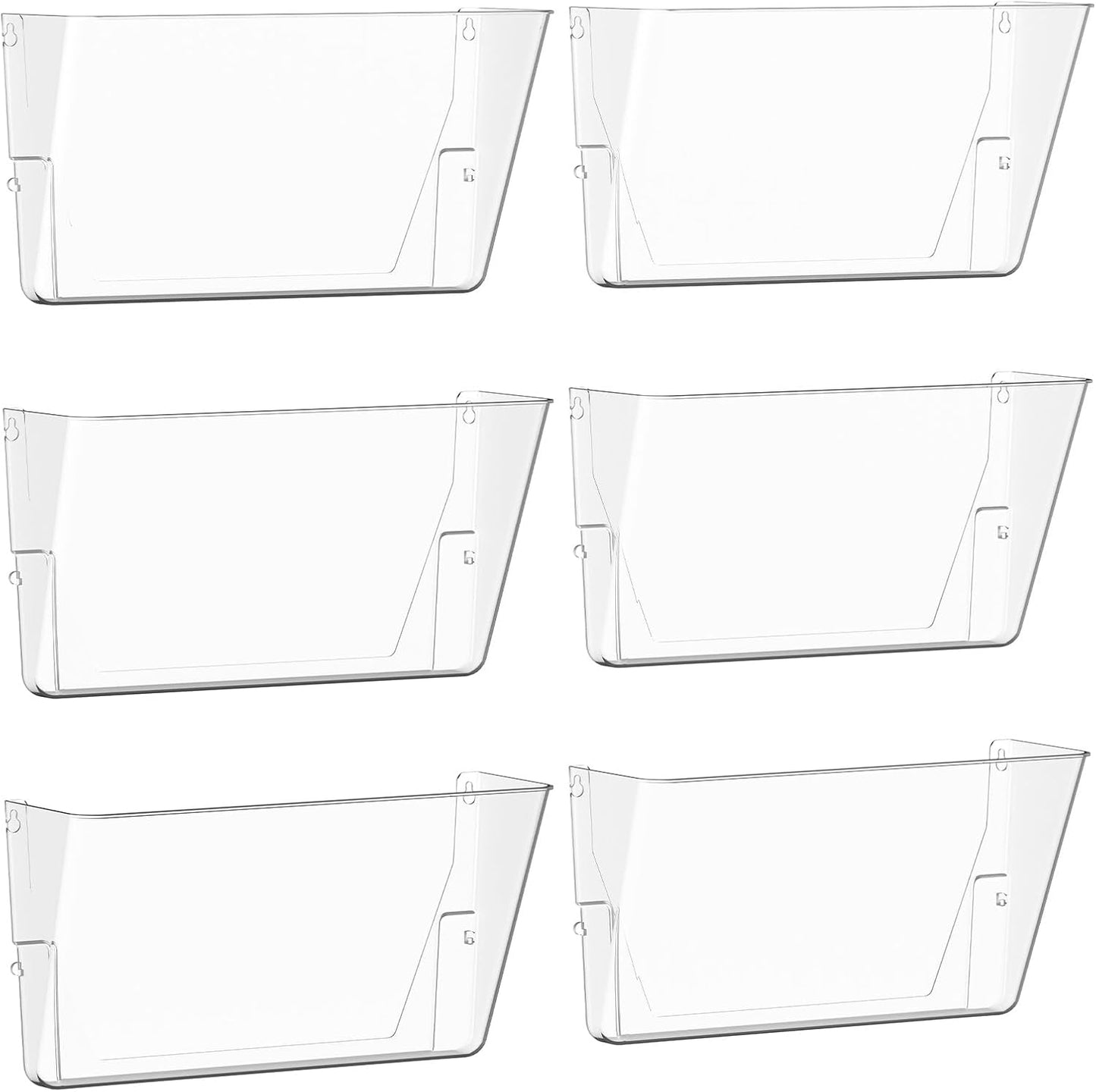 Gawerk Clear Acrylic Single Pocket, Plastic Hanging Wall Mount File Holder for Office Home (Clear, 3 Pack)