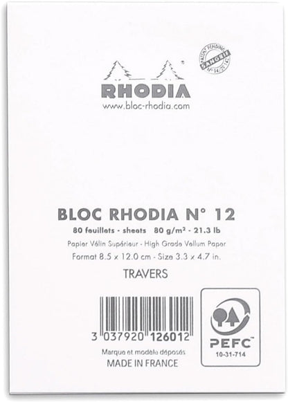 Rhodia Head Stapled Pad No16 A5, Ruled + Margin, 148x210mm-Black