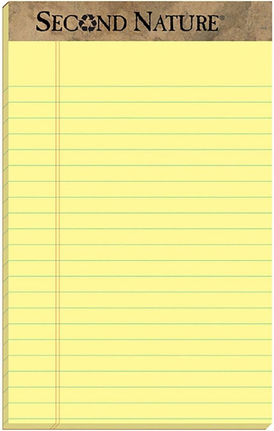 TOPS Second Nature 100% Recycled Legal Pad, 5 x 8 Inches, Perforated, Canary, Narrow Rule, 50 Sheets per Pad, 12 Pads per Pack (74840)