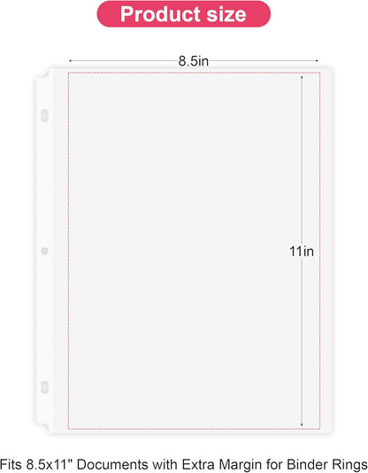 Sheet Protectors 50 Pack | Fits 8.5x11 Paper & 3-Ring Binders | Glare-Reducing Textured Surface with Reinforced Edges | Acid-Free Top-Loading for Home, School & Office