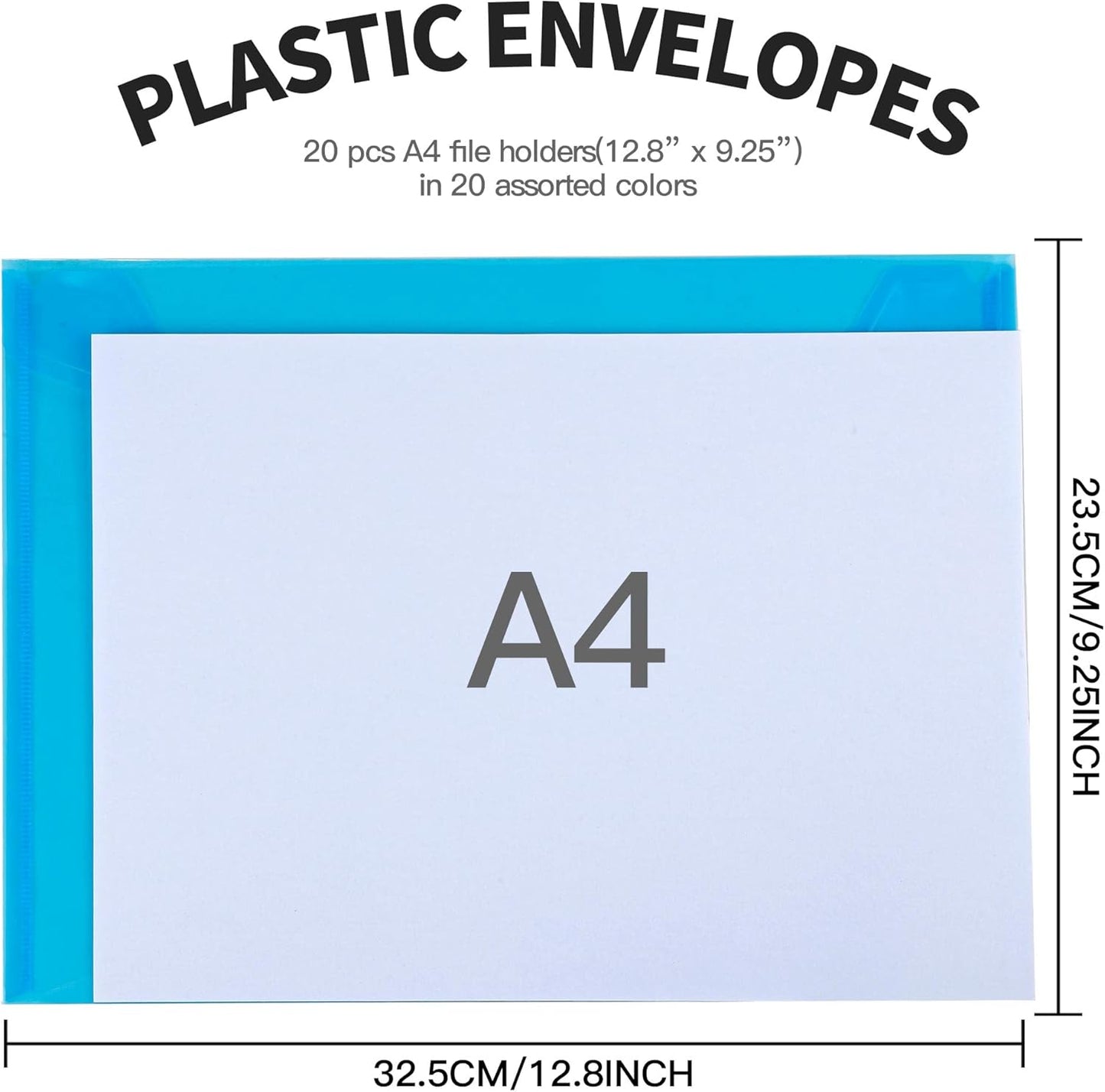 LEOBRO Plastic File Folders for Documents, 6 PCS Plastic Envelopes, Reusable Clear File Folders File Bags Document Holder, A4 Size