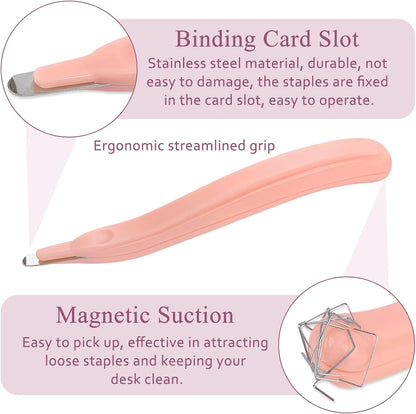 Professional Staple Remover Tool, Magnetic Tip Design Facilitates Collection of Staples, Staple Remover Stick for Home, School, and Office, Purple