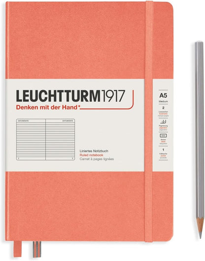 LEUCHTTURM1917 - Notebook Hardcover Medium A5-251 Numbered Pages for Writing and Journaling (Navy, Ruled)