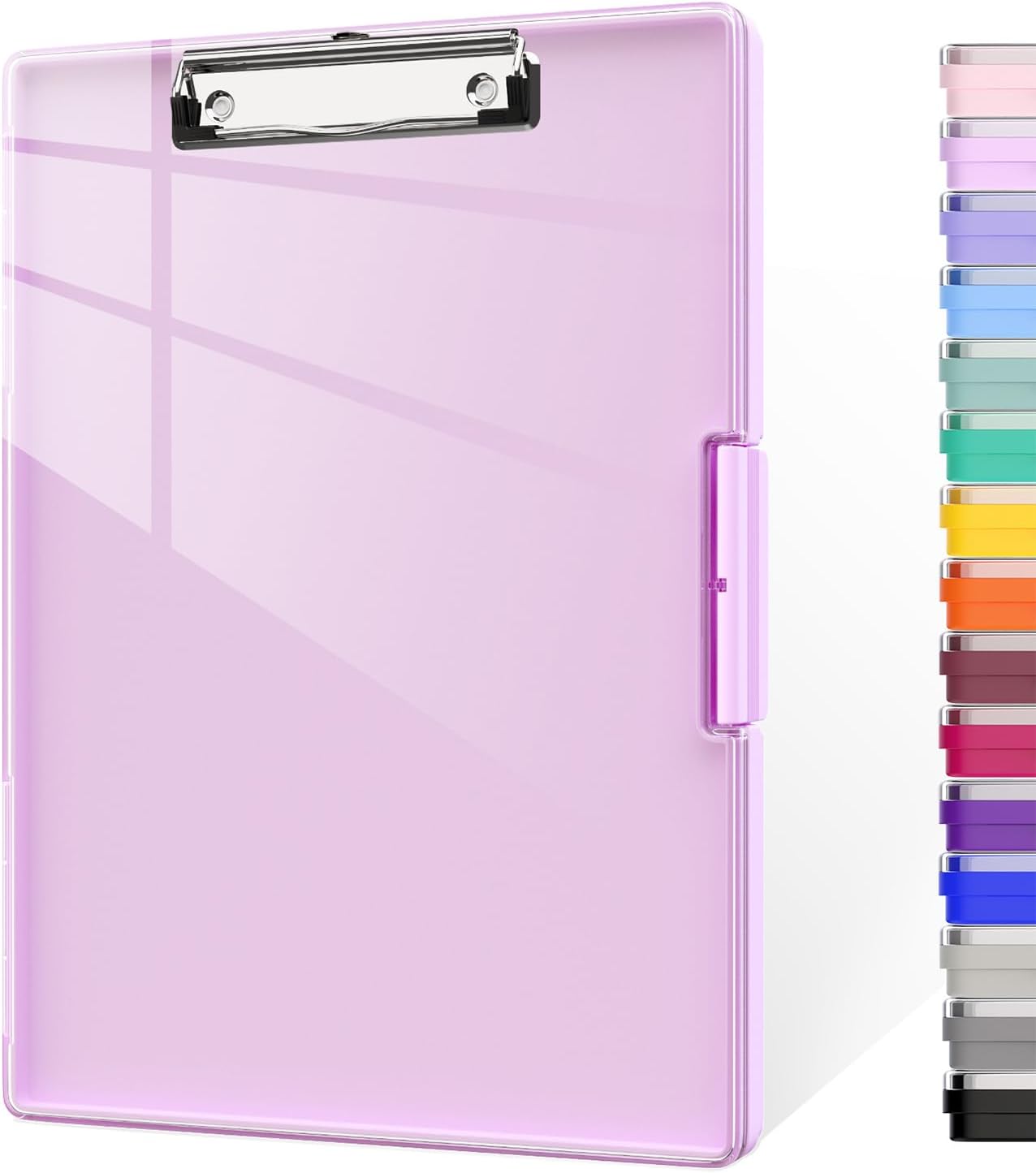 Piasoenc Clipboard with Storage, 8.5 x 11 Clip Boards with 2 Storage Case and A4 Paper Folder, Clear Dry Erase Top Panel, Heavy Duty Plastic, Folio & Side Opening, for Nurses, Teachers, Lawers,Black