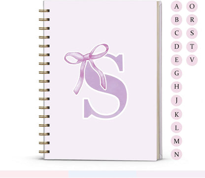 Blue Bow Journal Notebook for Girls,Initial H Journals Personalized Diary Gifts for Teen Girl Kids,Monogrammed Gifts for Women,Trendy Coquette Cute Hardcover Spiral Notebook 5.5 x 8.3 - Colors B