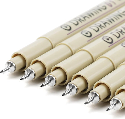Muchcute Extra Fine Point Writing Pens:6 Black 0.25mm Ultra Thin Micron Pen 01 No Bleed Bible Journaling Study Supplies Annotation Smooth Waterproof Micro Line Tip Fineliner Gel Felt Ink Markers Stuff