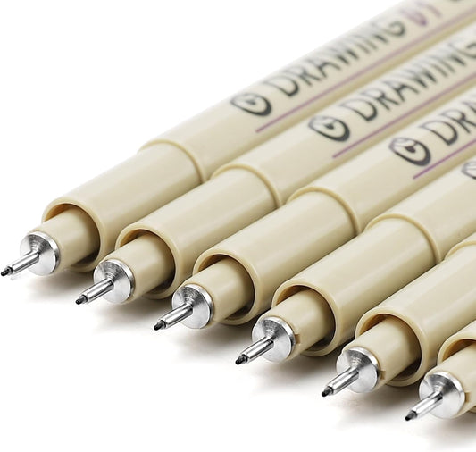 Muchcute Extra Fine Point Writing Pens:6 Black 0.25mm Ultra Thin Micron Pen 01 No Bleed Bible Journaling Study Supplies Annotation Smooth Waterproof Micro Line Tip Fineliner Gel Felt Ink Markers Stuff
