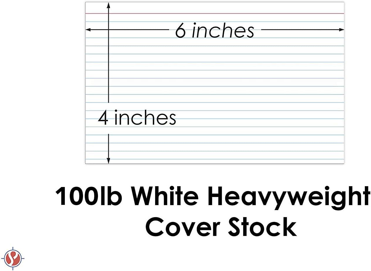 Ruled Index Cards, On 100lb Heavyweight Thick White Cover Stock. "100 per pack" (5 x 8)
