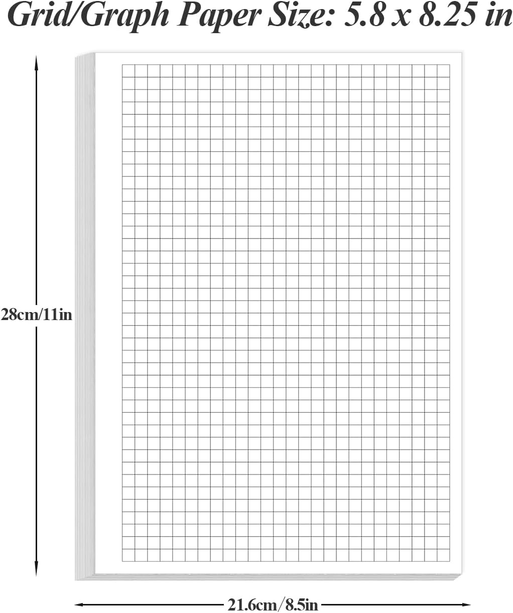 A5 Grid Refill Paper, 6-Hole Graph Paper, 100Sheets / 200Pages Loose-Leaf Grid Paper, 100gsm White Paper, 5.8" x 8.3 "