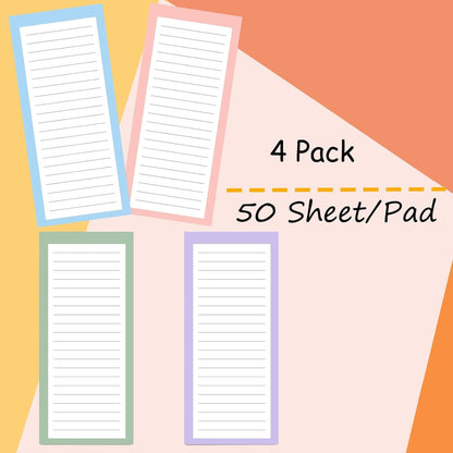 FLIPPED 4 Pack Magnetic Notepads for Refrigerator, Notepad Grocery List Large Magnet Pad for Fridge,Full Magnet Back Design Magnetic Memo Pads for Grocery List, Shopping List, to-Do List(200 Sheets)