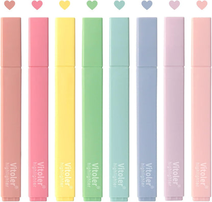 Highlighters, 8 Colors Chisel Tip Highlighters, No Bleed Bible Highlighters for Journaling Planner Notes Supplies