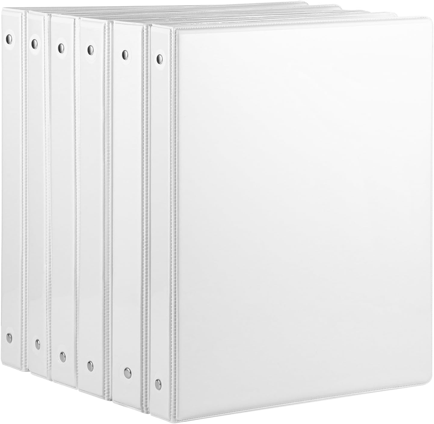 3 Ring Binder - 6 Pack, 1 Inch Binder with 2 Interior Pockets & Clear View Overlay, Large Capacity, Round Ring Binders for Office Supplies, School & Home (6 Colors)