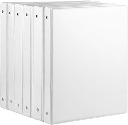 3 Ring Binder - 6 Pack, 1 Inch Binder with 2 Interior Pockets & Clear View Overlay, Large Capacity, Round Ring Binders for Office Supplies, School & Home (6 Colors)