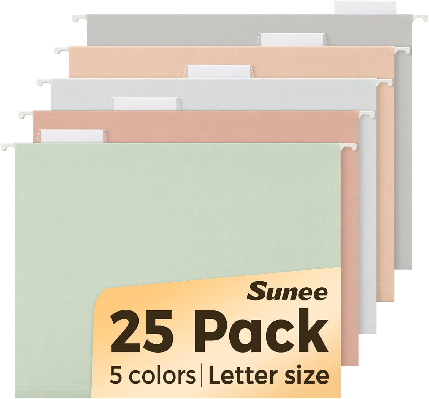 SUNEE Hanging File Folders, 25 Pack Letter Size Hanging File Folders with 1/5-Cut Tabs, Ideal for Home and Office Organization and Papers Classification, Bright Neon Pink