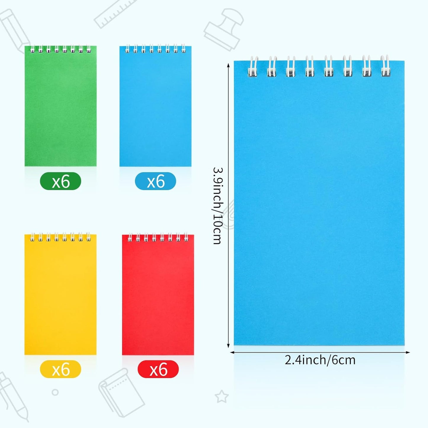 Hooqict 24 Pack Small Pocket Notebook Mini Notebooks Bulk Small Spiral Notepads with 8 Colors, Memo Note Pads for Kids, Work, Office, School, 3.9 x 2.4 Inches
