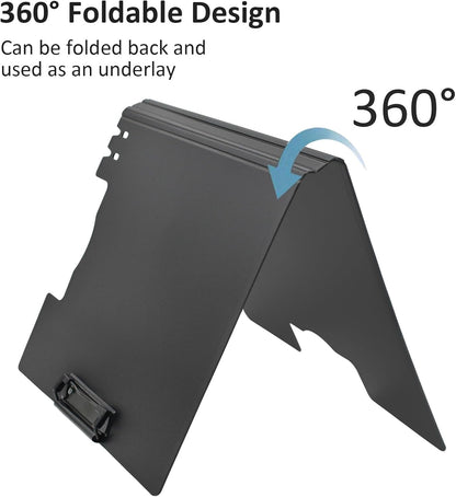 VANRA Clipboard Folder A4 File Cover Clipboards with Double Metal Clips, Plastic Foldable Binder Clipboard with Pen Holder for Office School Classroom (Black)