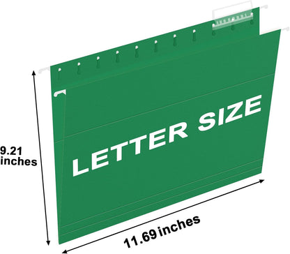 HERKKA Hanging File Folders, 60 Pack Reinforced Letter Size Hanging Folders, Designed for Bulky Files, Filing Cabinet, 1/5-Cut Adjustable Tabs (Black)
