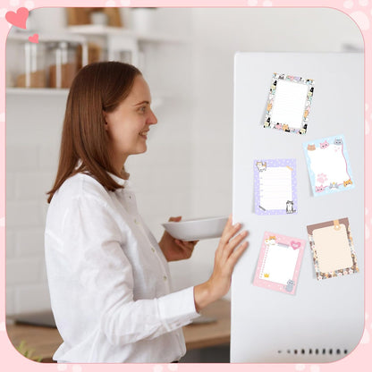 Gilprop 24 Pack Cat Sticky Notes Gift 3x4 Inch Cute Self Stick Notepads Adhesive Cartoon Cat Memo Pad Fun Kawaii Animal Sticky Notes for Teacher Women Valentines Office Home Christmas Pet Lover Gift