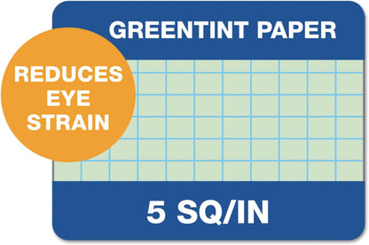 TOPS Engineering Computation Pad, 8-1/2" x 11", Glue Top, 5 x 5 Graph Rule on Back, Green Tint Paper, 3-Hole Punched, 200 Sheets (35502)