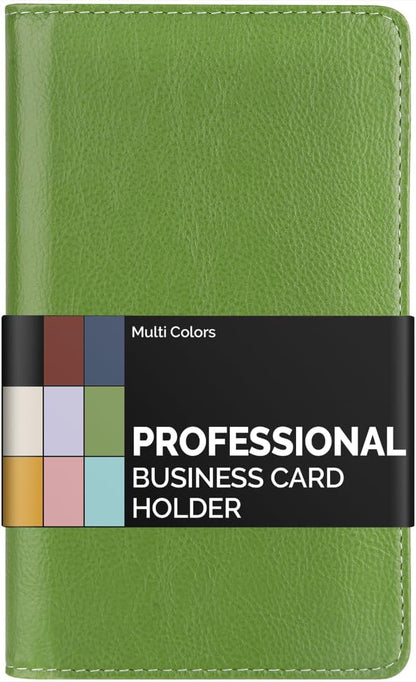 Sooez Leather Professional Business Card Book Holder Organizer, 240 Capacity Credit Card Booklet, PU Name Cards Holder Storage File for Men Women, 7.7 x 4.5 Inch, Black