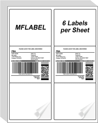 MFLABEL Half Sheet Shipping Labels - 200 Self Adhesive Sticker Sheets for Laser & Inkjet Printers, Waterproof & Smudge-Free, with 12 Free Fragile Labels for Packaging, Shipping and Crafting - Colors B